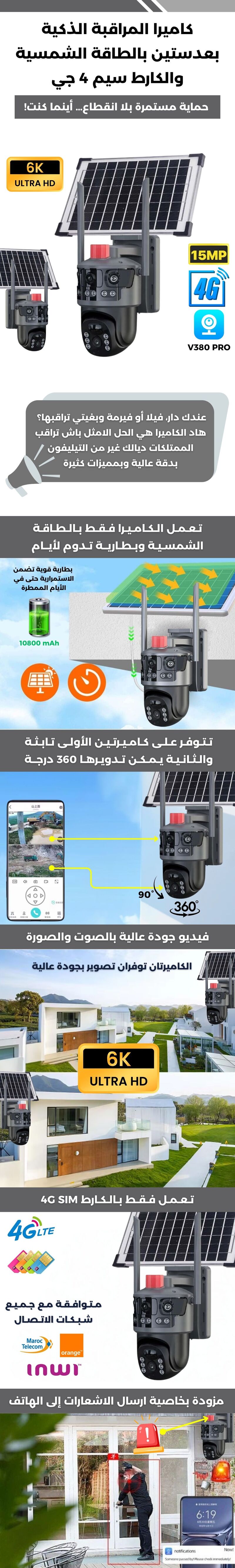 كاميرا طاقة شمسية بعدستين فوق وعدسة تحت